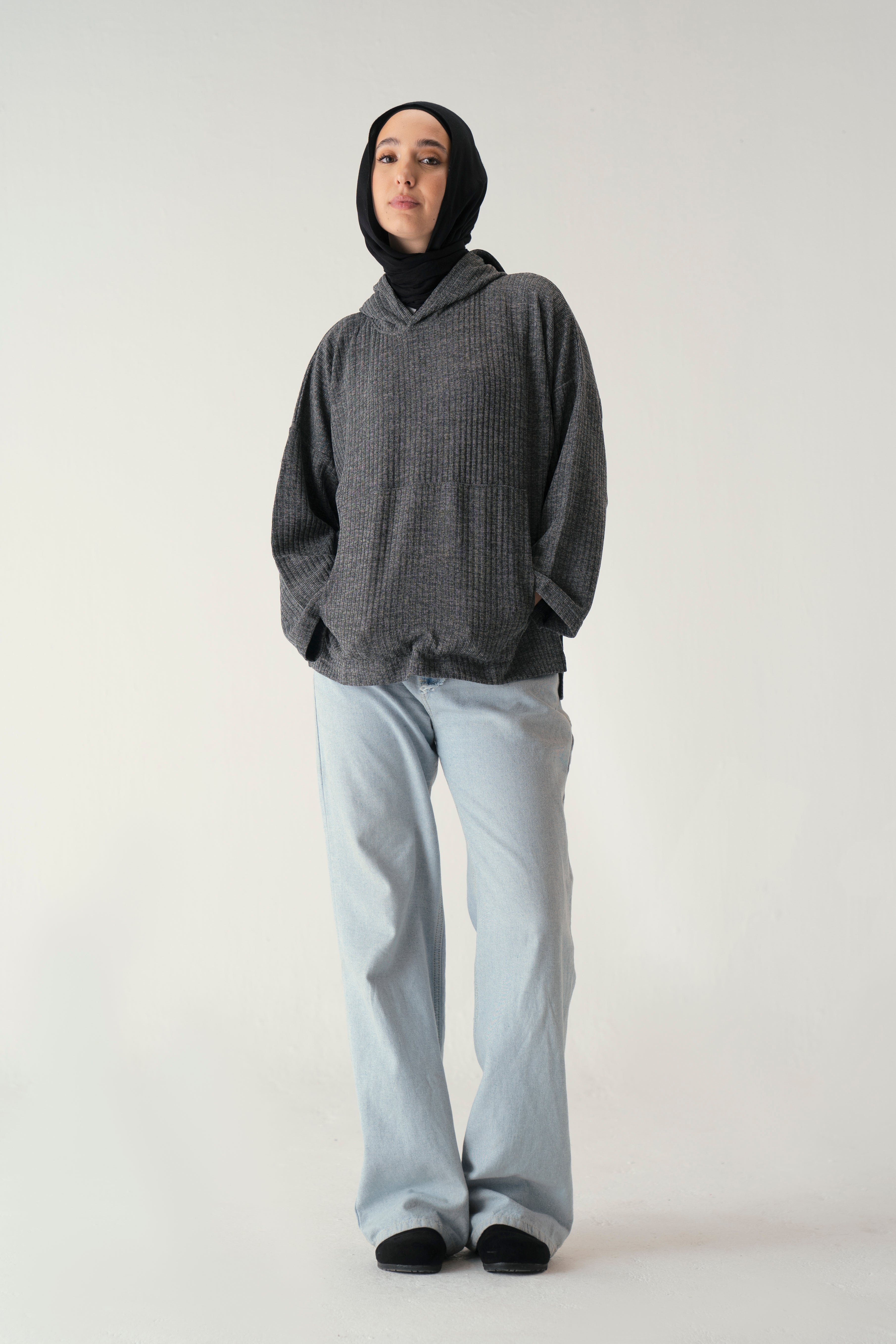 Knit Hoodie Soft Grey