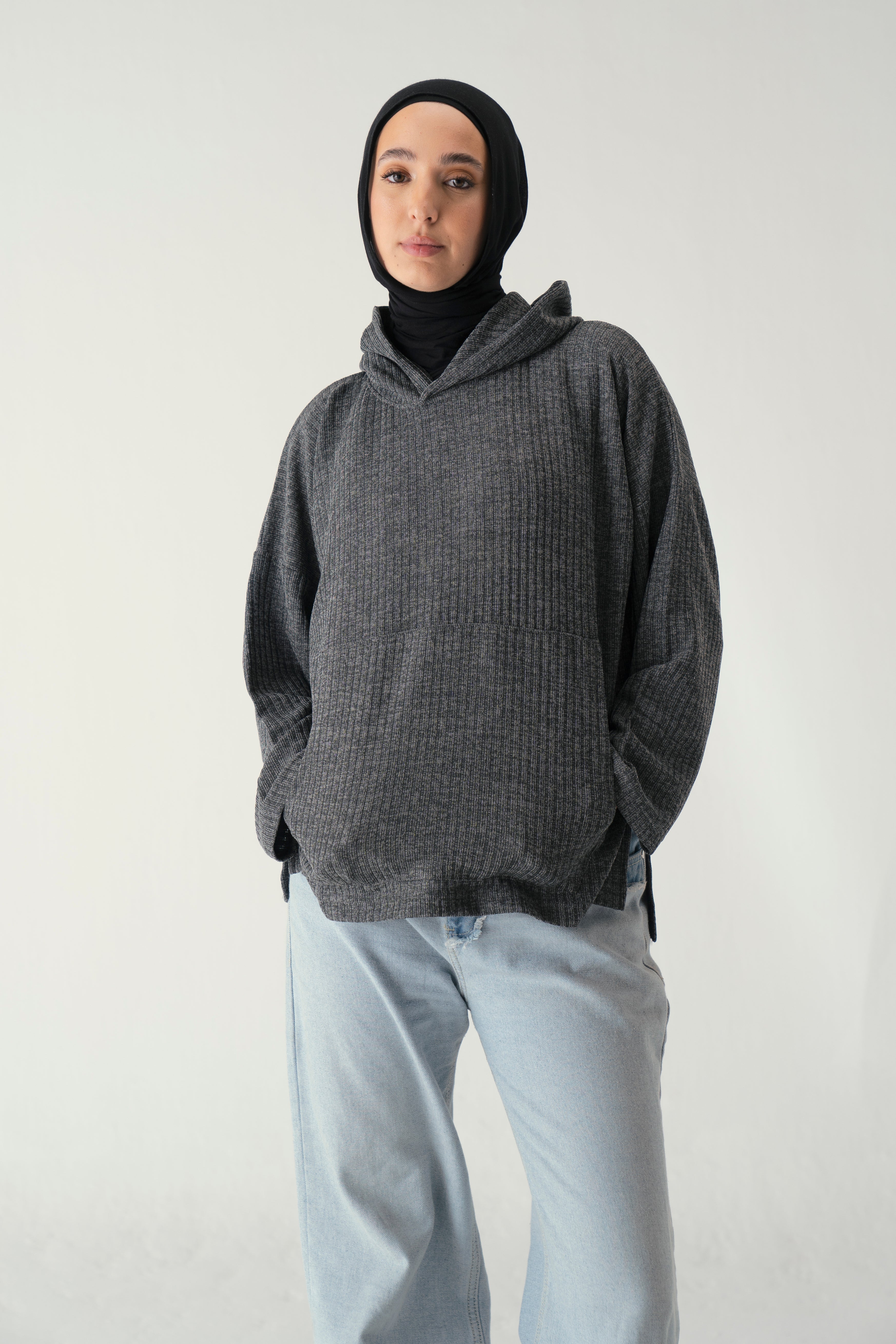 Knit Hoodie Soft Grey