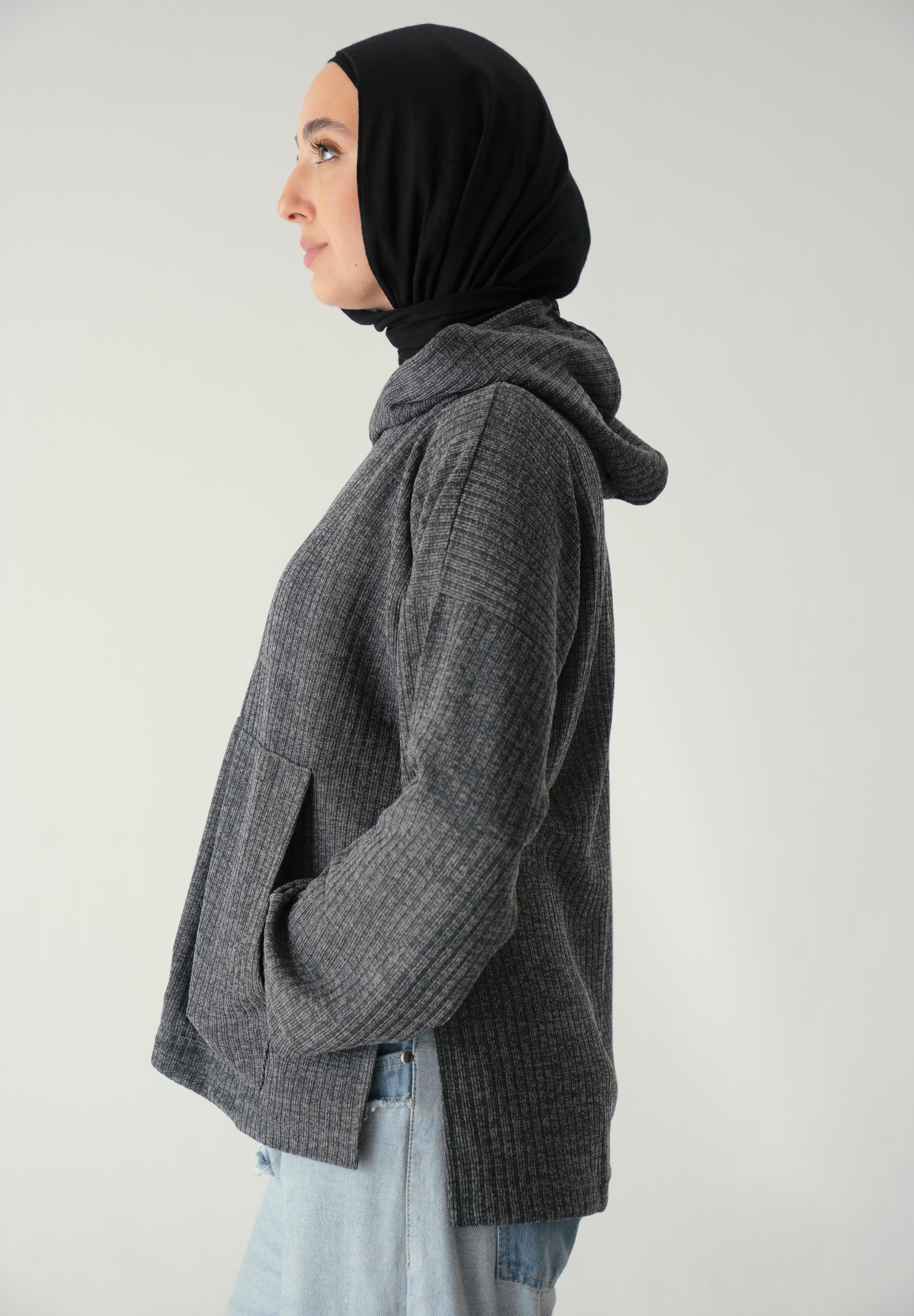 Knit Hoodie Soft Grey