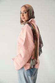 Zip knit sweater in pink