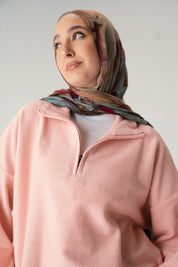 Zip knit sweater in pink