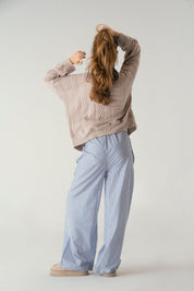 Tie front knit cardigan in beige