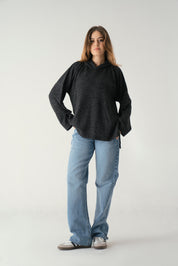 Knit Hoodie Dark Black