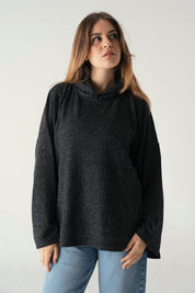 Knit Hoodie Dark Black