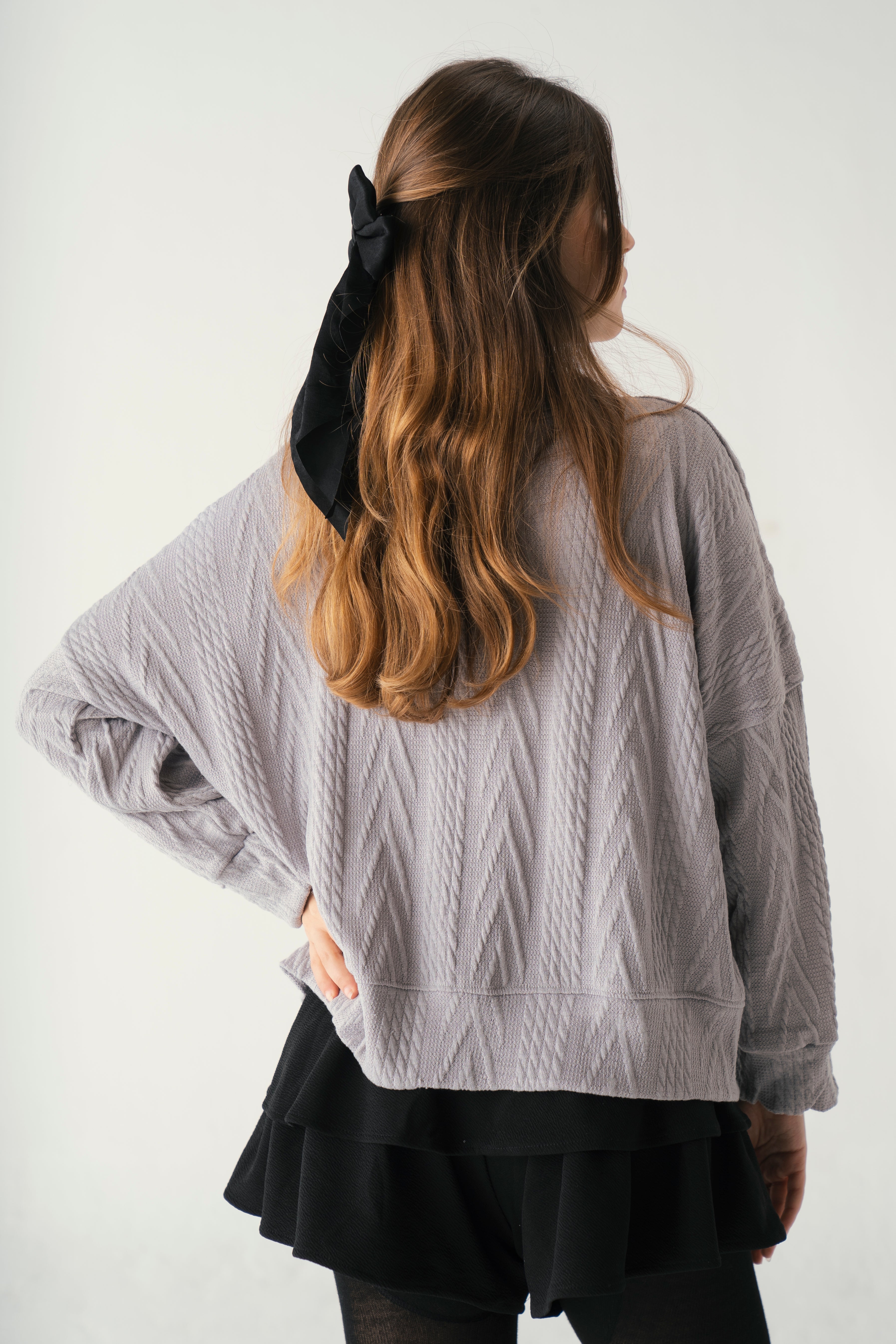Tie front knit cardigan in grey