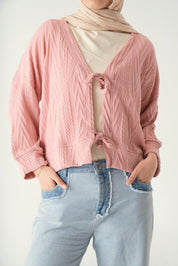 Tie front knit cardigan in Kashmir