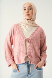 Tie front knit cardigan in Kashmir