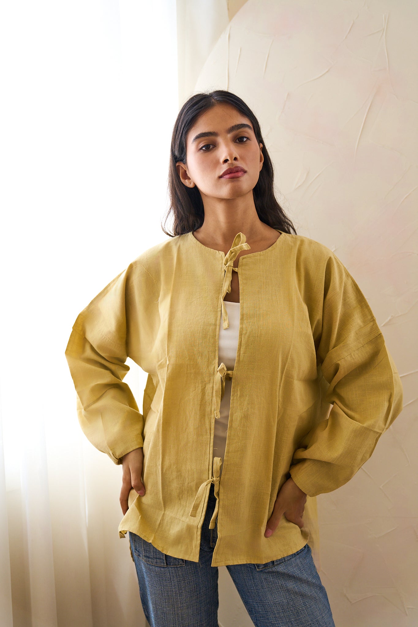 Bow Shirt In In Flax