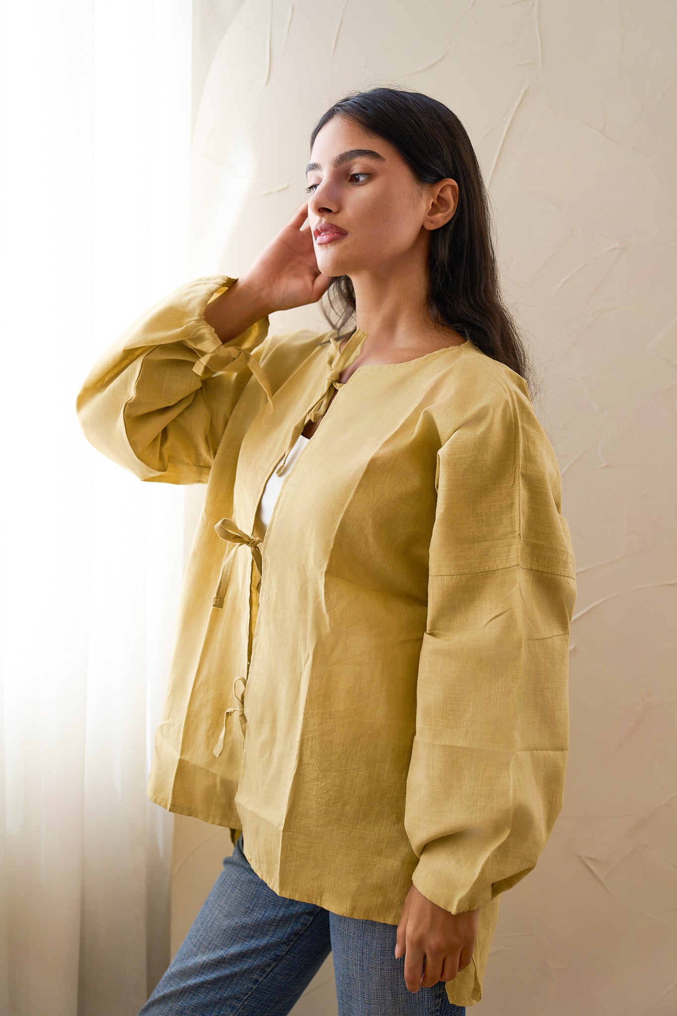 Bow Shirt In In Flax