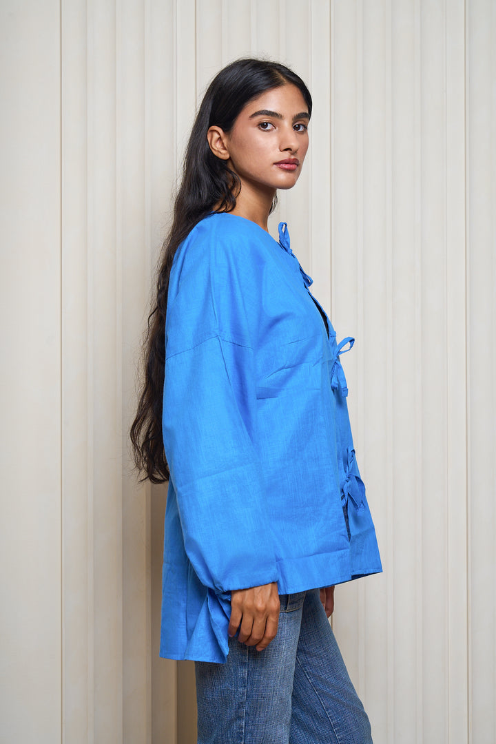 Bow Shirt In Royal Blue