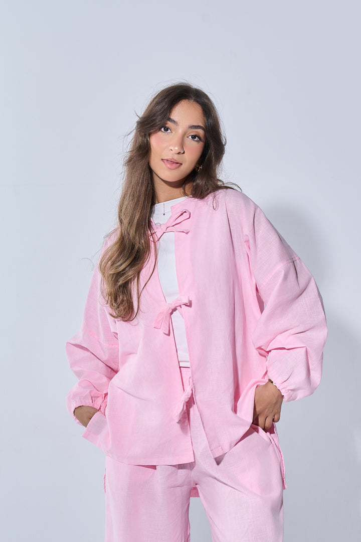 Bow Shirt In Light Pink