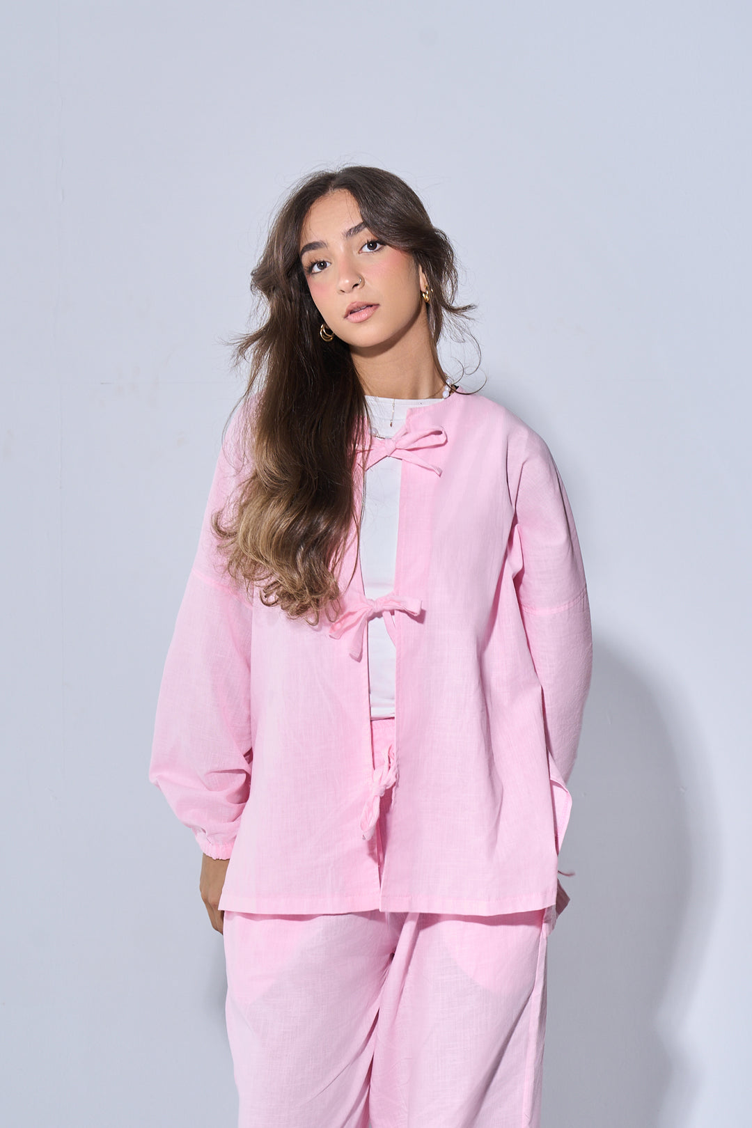 Bow Shirt In Light Pink