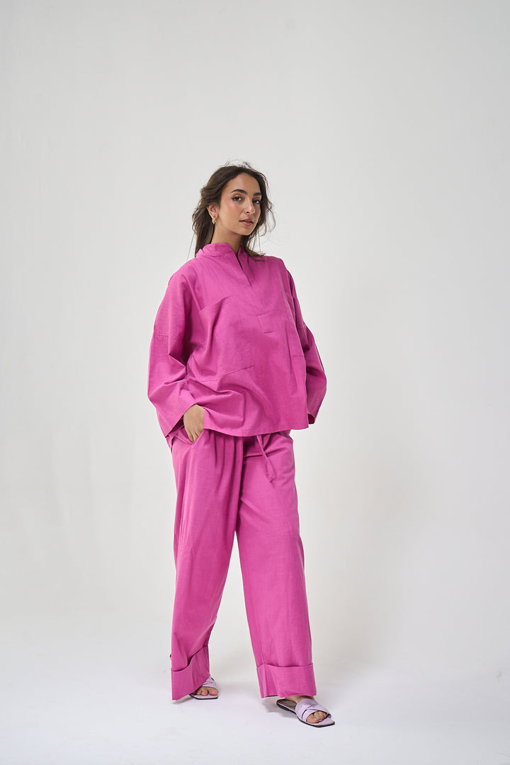 Linen Set In Cerise