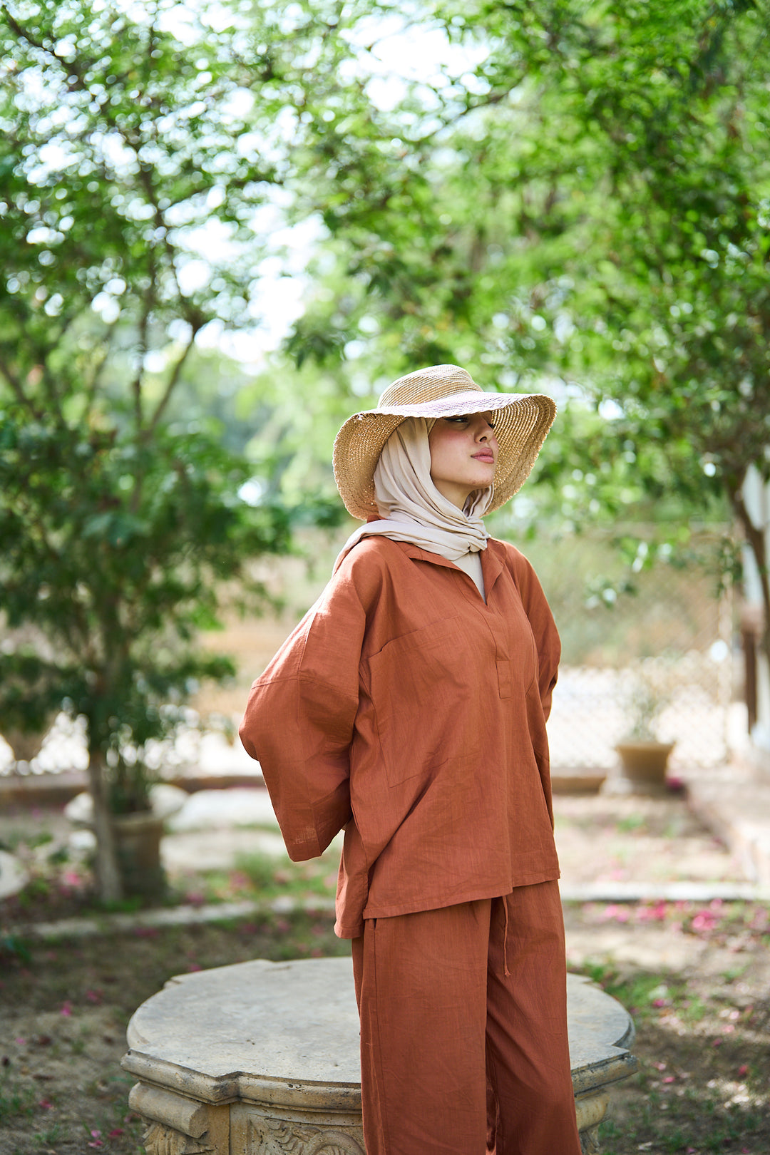 Linen Set In brick red