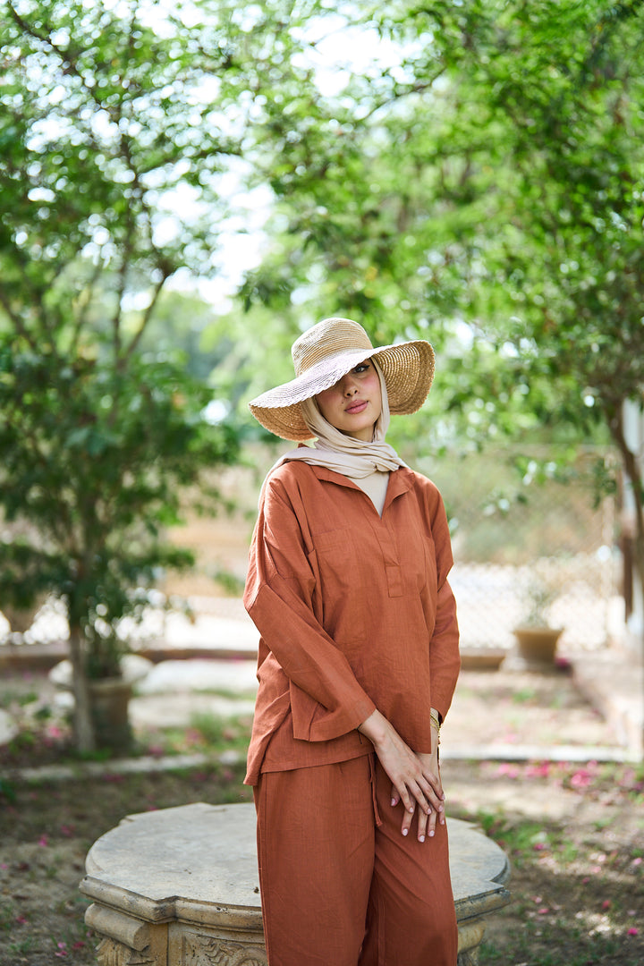 Linen Set In brick red