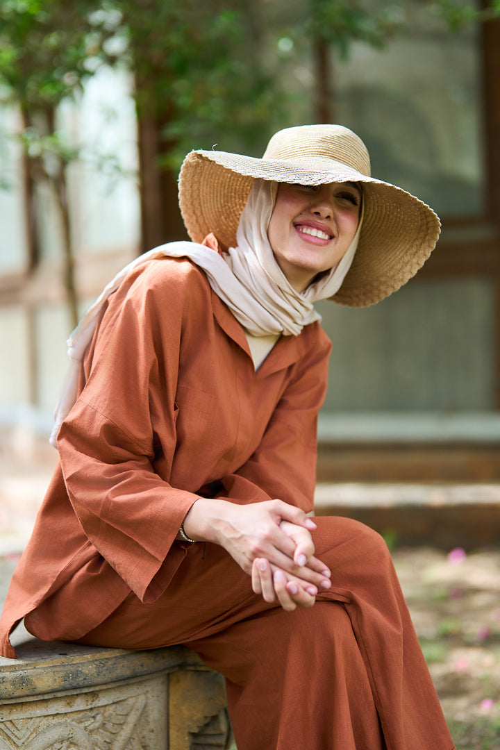 Linen Set In brick red