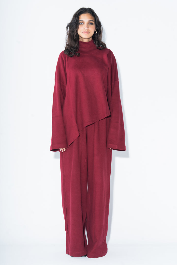 Asymmetrical Knitted In Burgundy