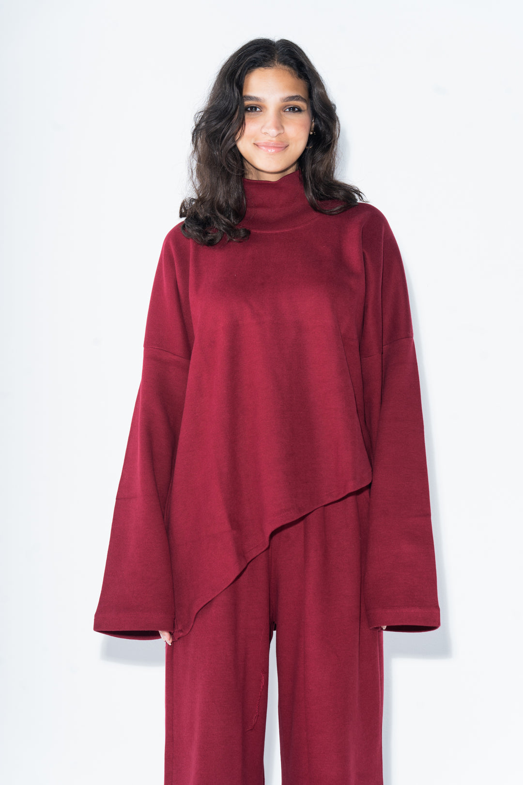 Asymmetrical Knitted In Burgundy