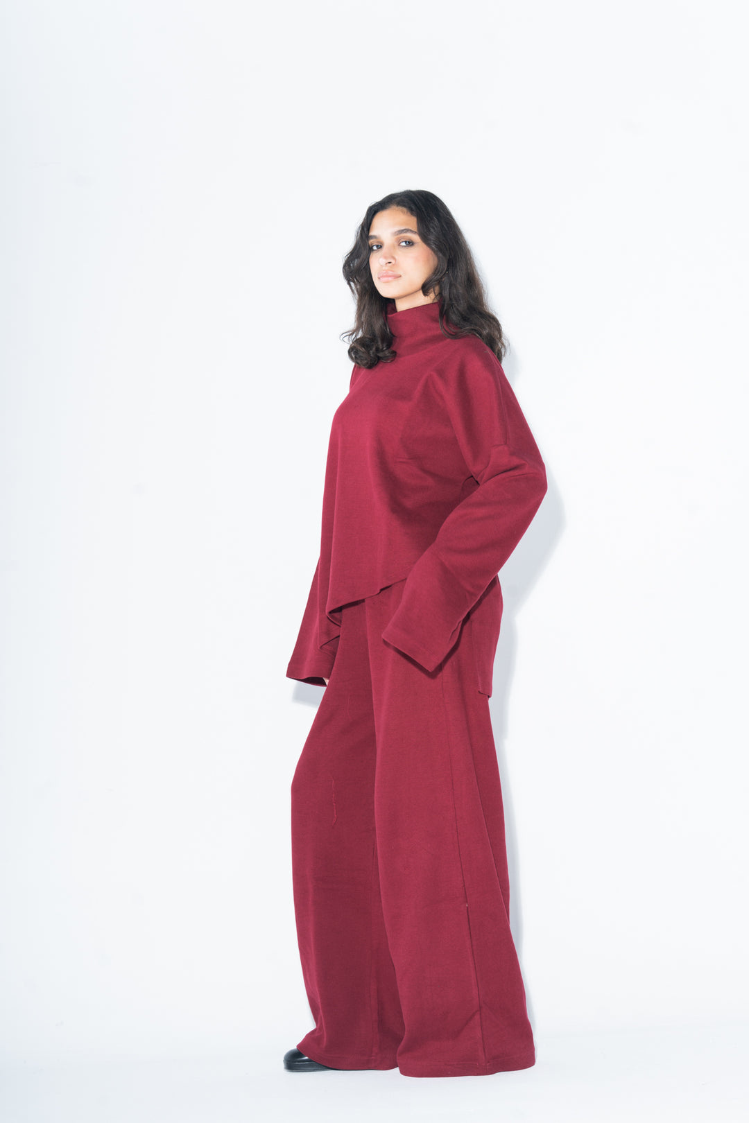 Asymmetrical Knitted In Burgundy