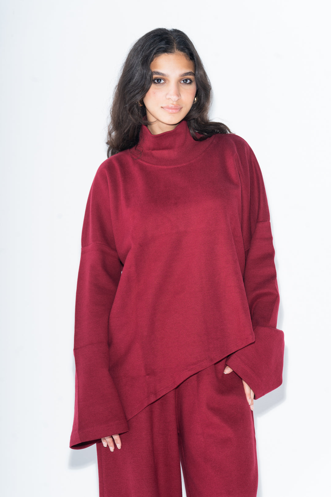 Asymmetrical Knitted In Burgundy