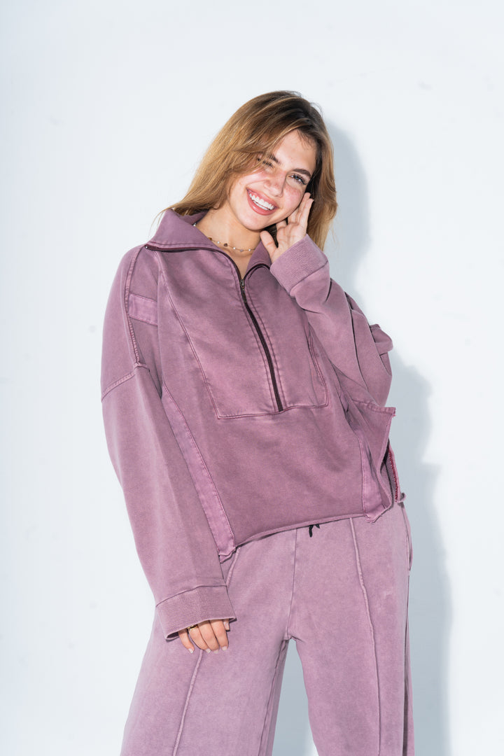 PLUM WASHED SWEATSHIRT