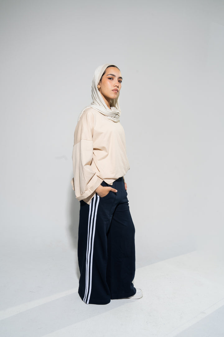 Navy Blue Side Striped Sweatpants