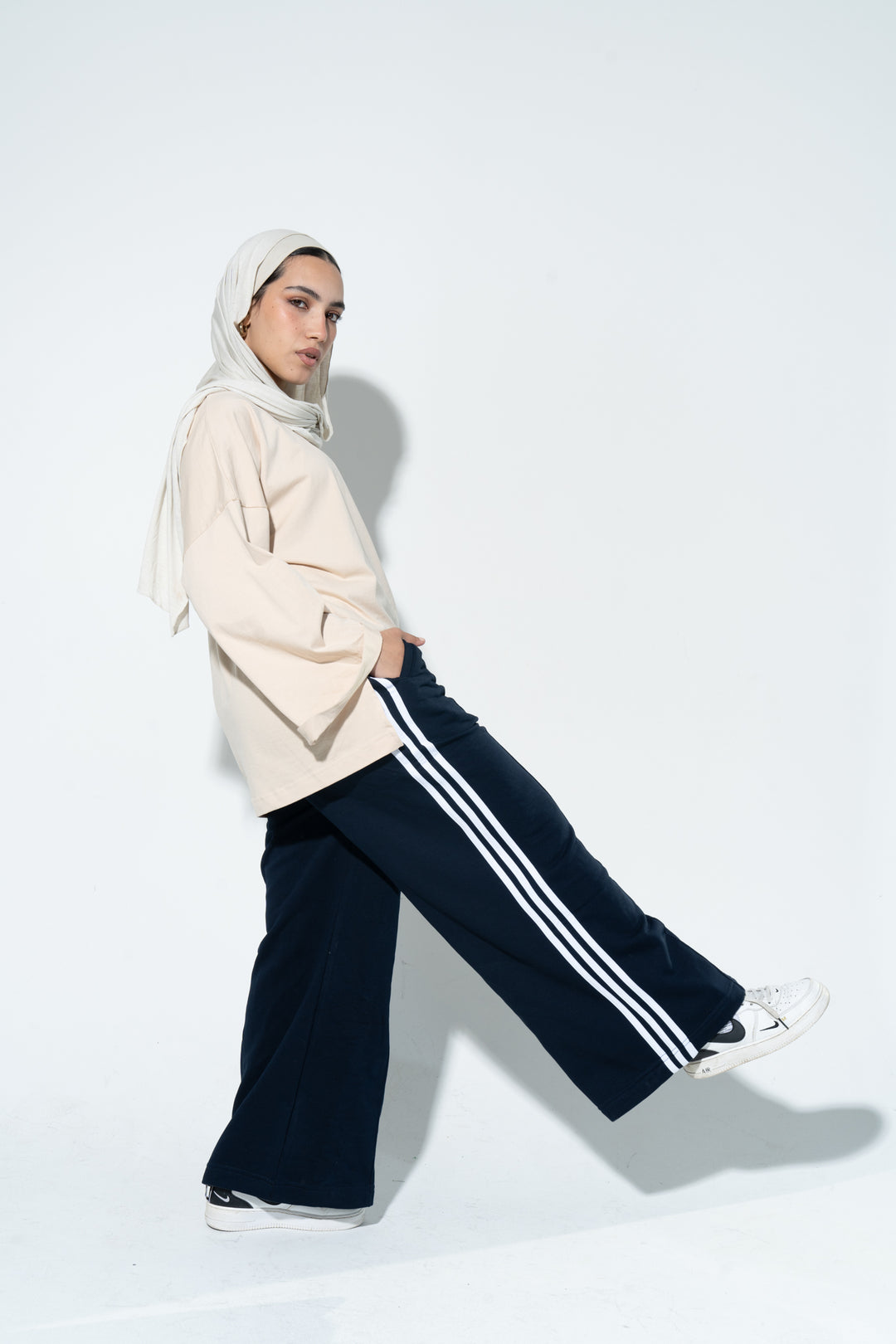 Navy Blue Side Striped Sweatpants