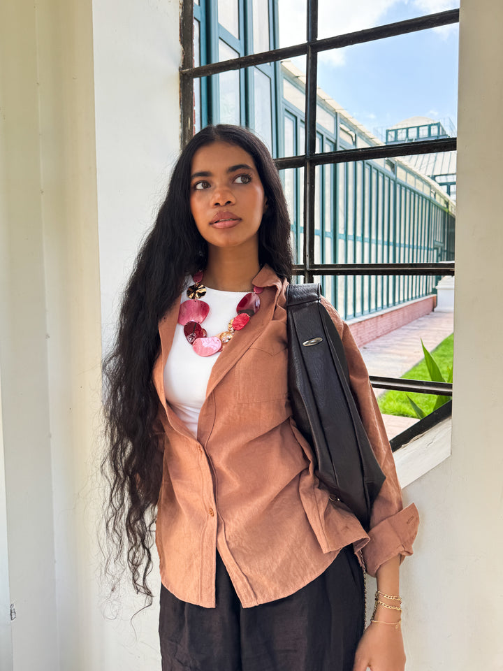 The Linen Shirt In caramel