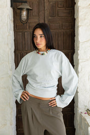 Hourglass Long Sleeve In Grayish Baby Blue