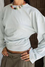 Hourglass Long Sleeve In Grayish Baby Blue