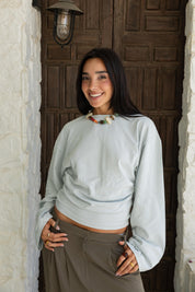 Hourglass Long Sleeve In Grayish Baby Blue