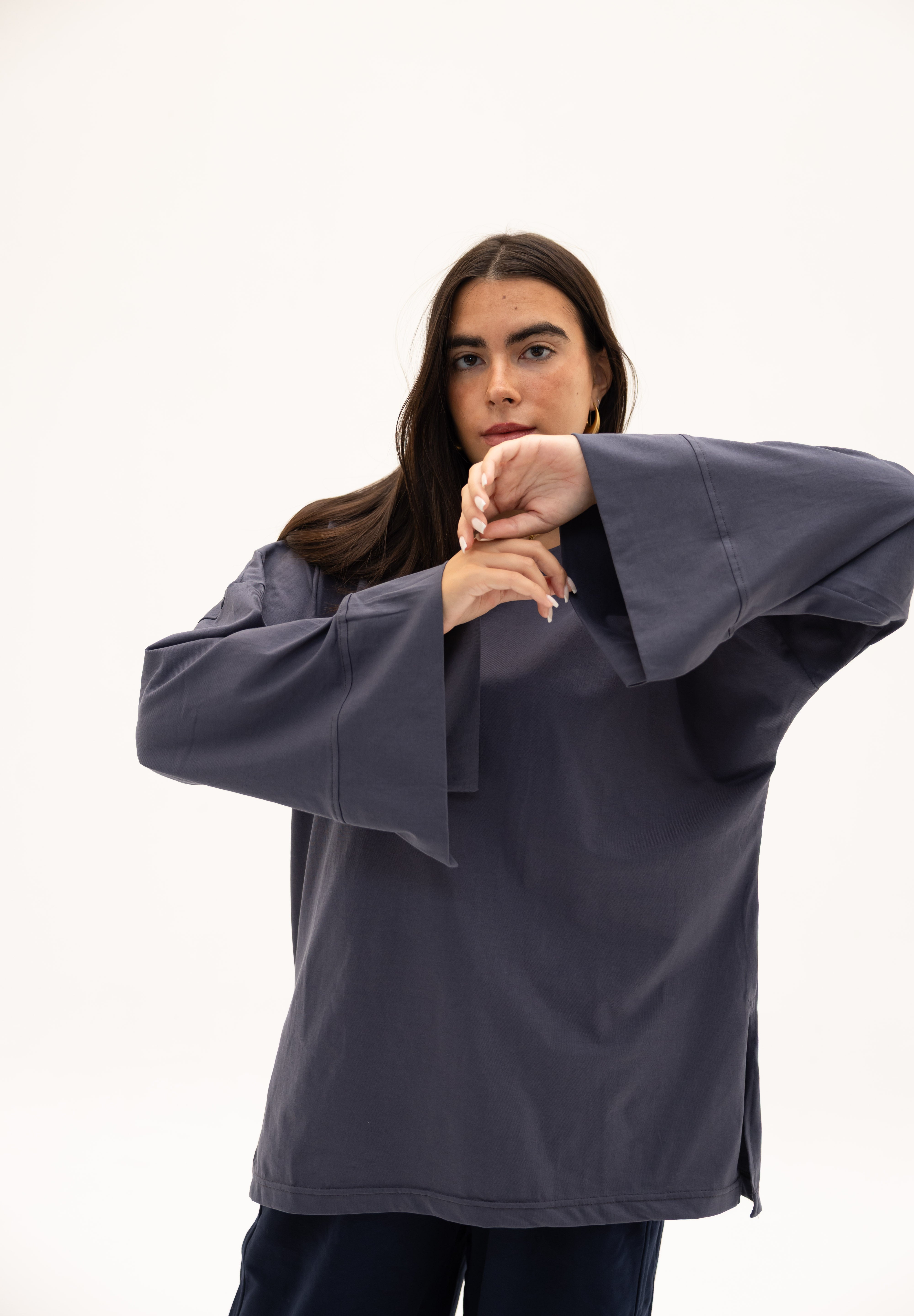 Origin Blouse In Ocean Grey