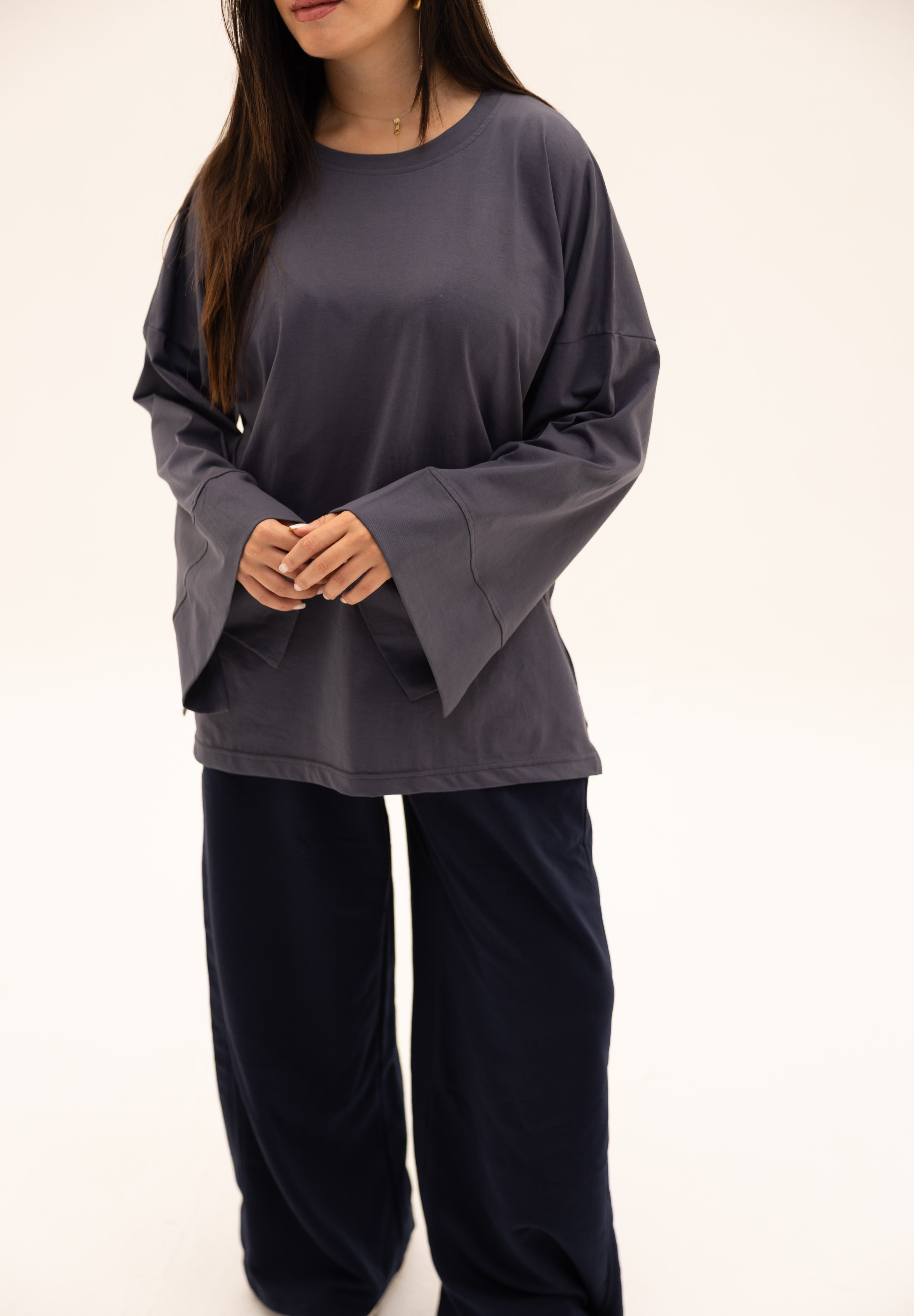 Origin Blouse In Ocean Grey