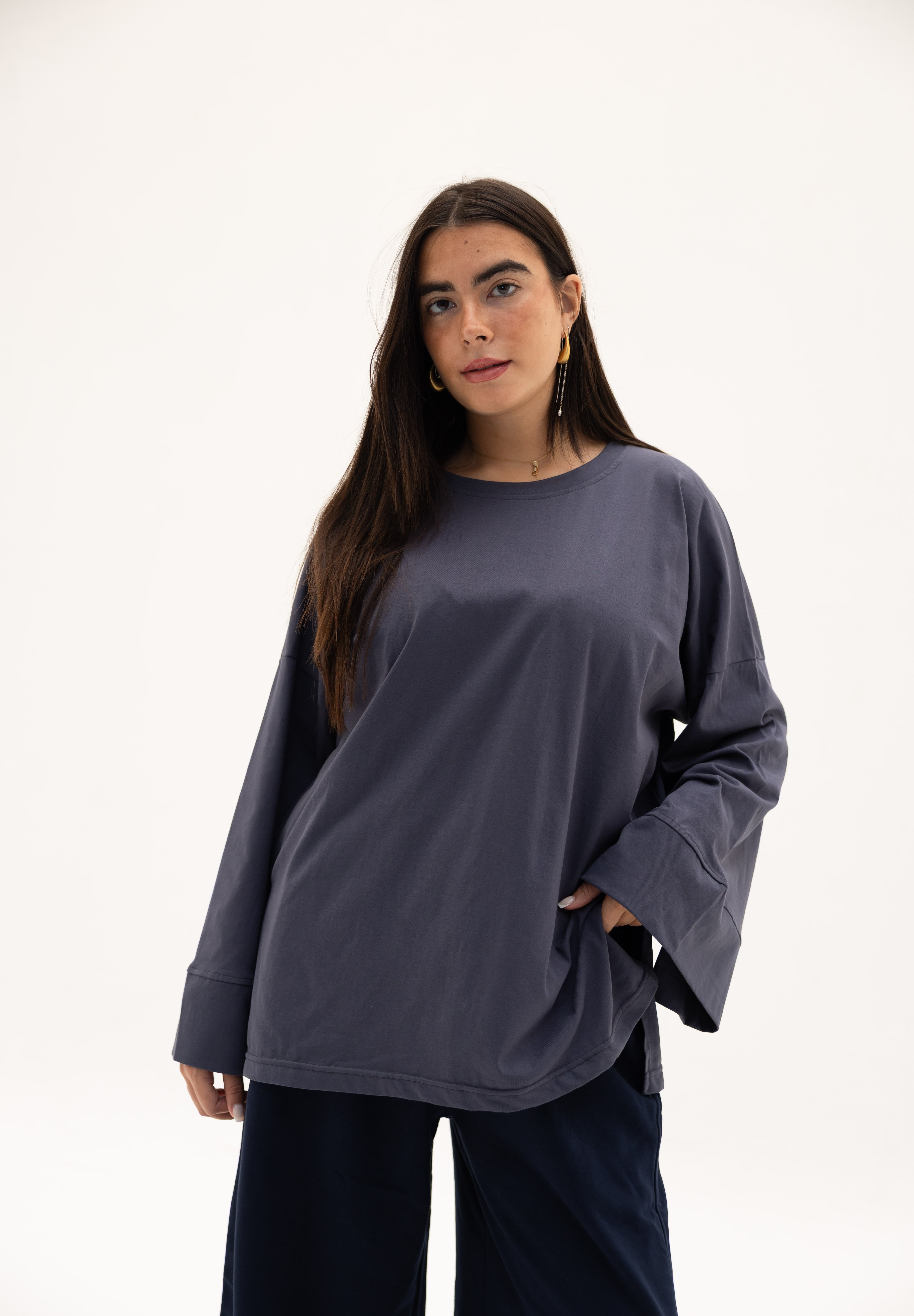 Origin Blouse In Ocean Grey