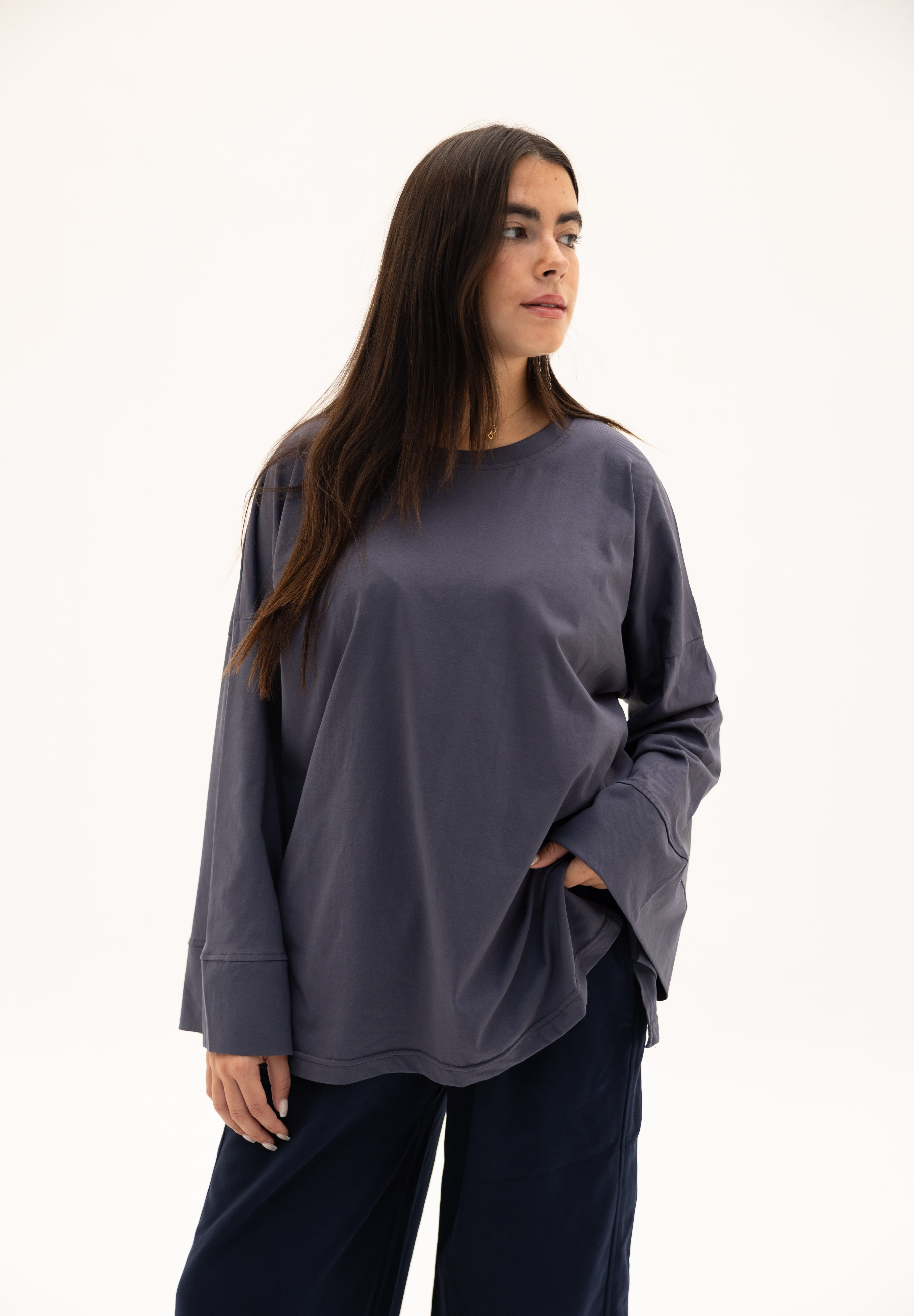 Origin Blouse In Ocean Grey