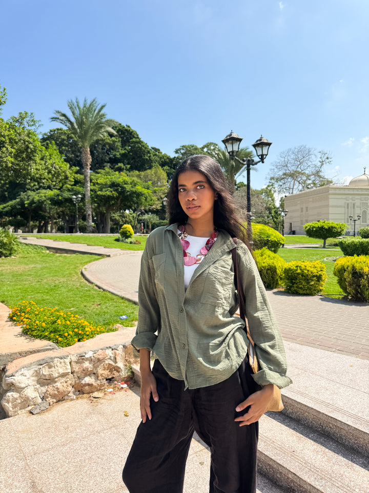The Linen Shirt In Olive
