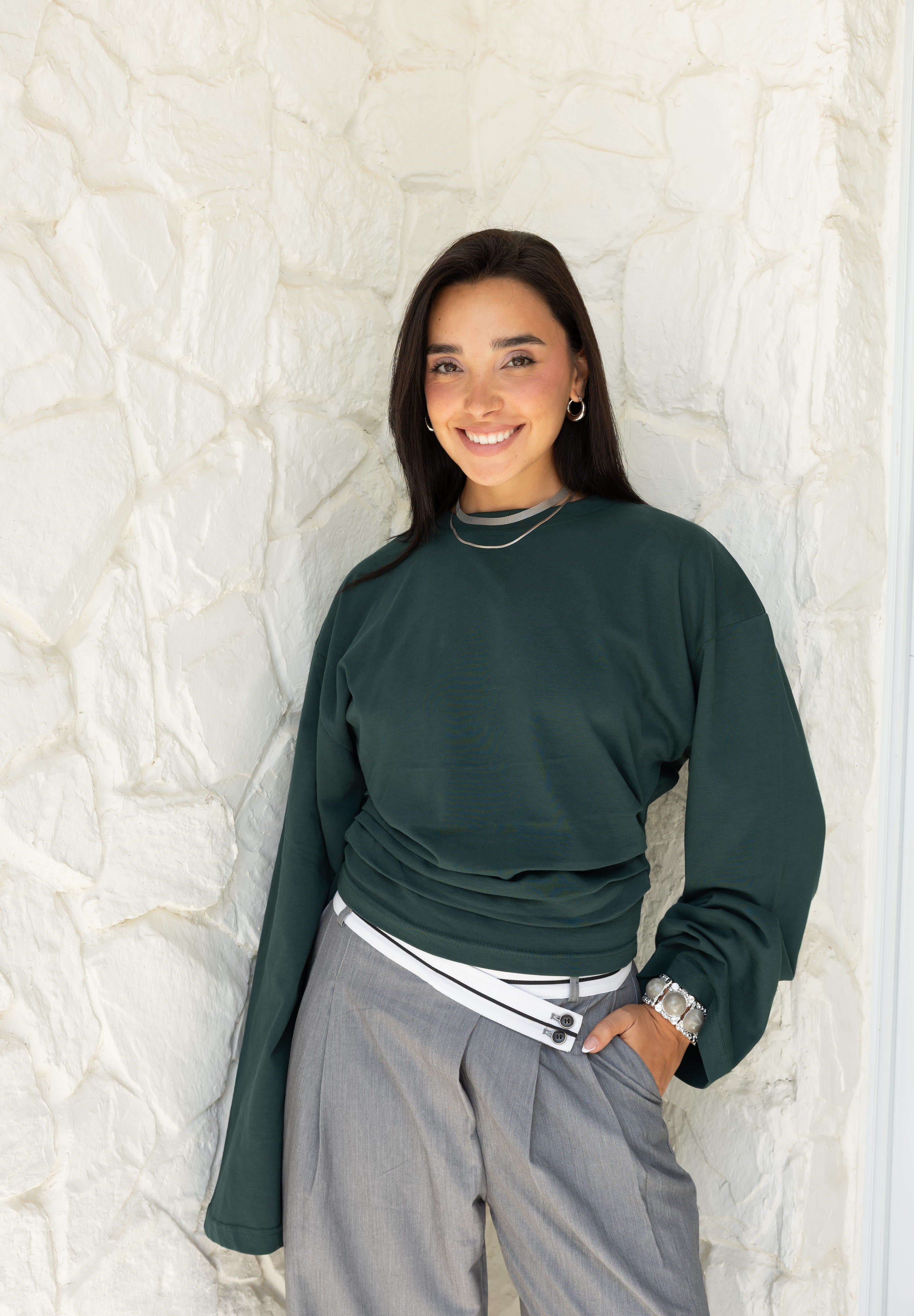 Hourglass Long Sleeve In Emerald Green