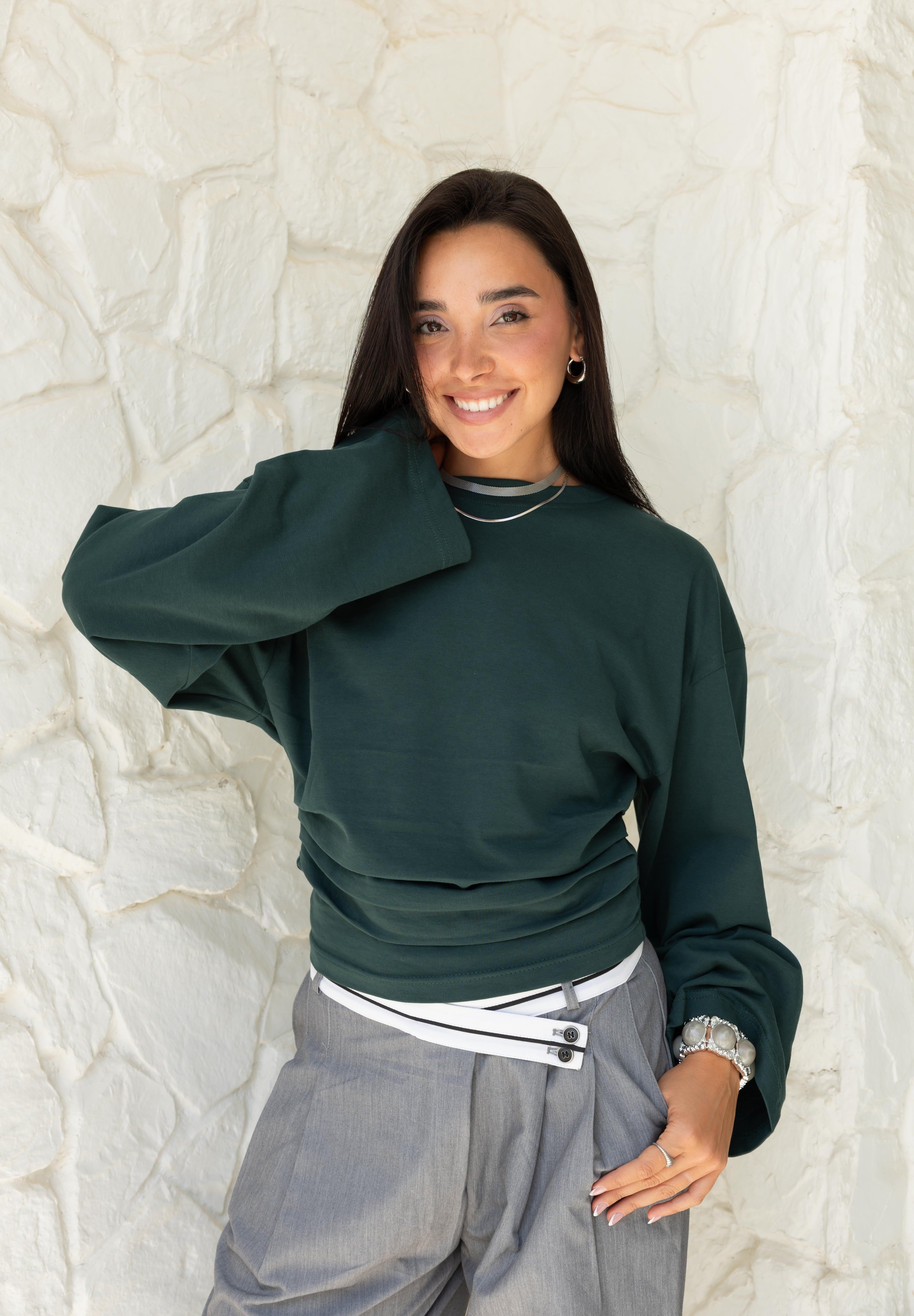 Hourglass Long Sleeve In Emerald Green
