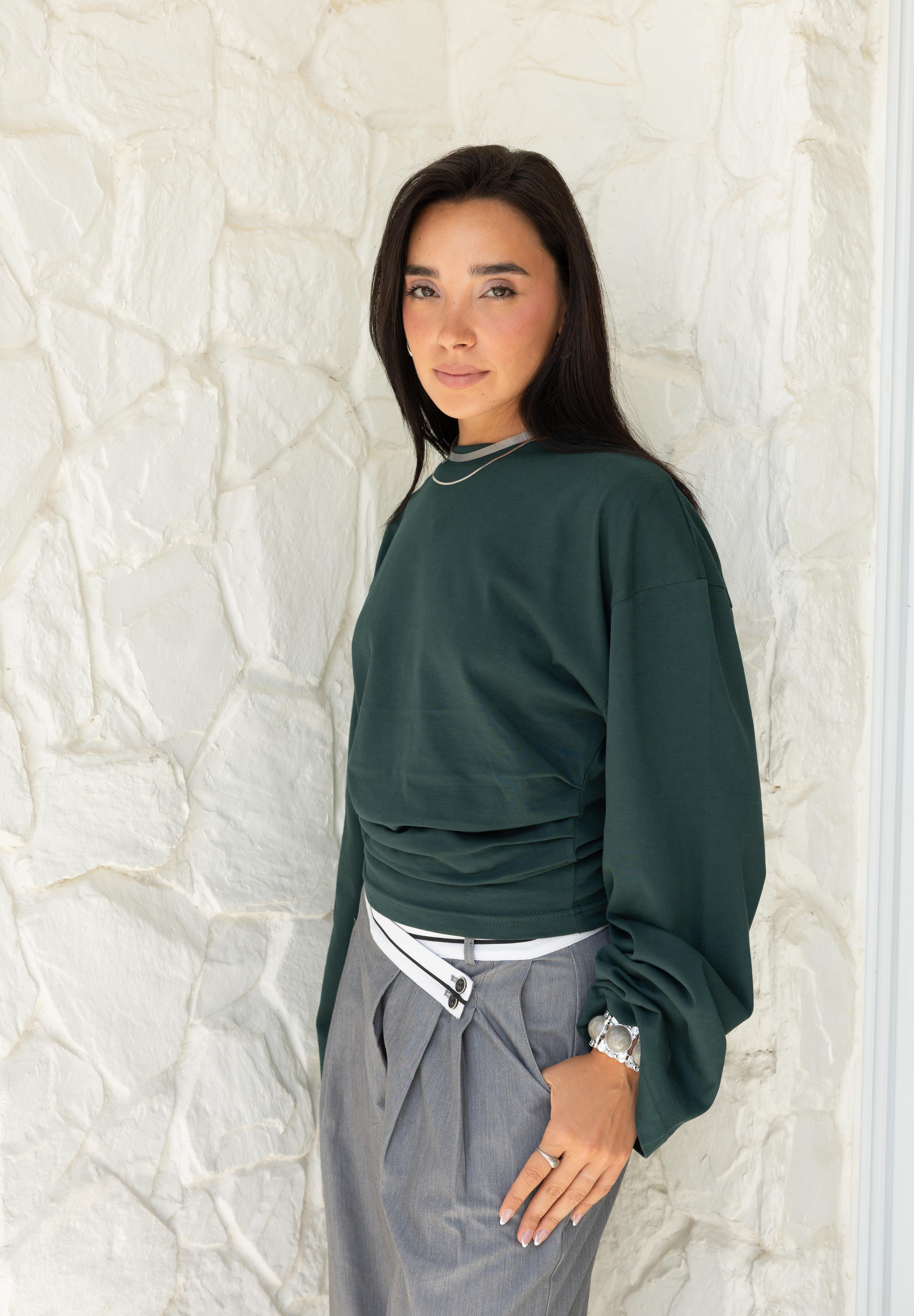 Hourglass Long Sleeve In Emerald Green
