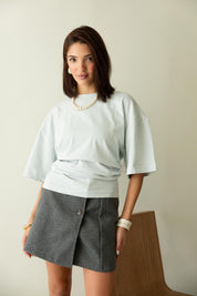 Hourglass Short Sleeve In Grayish Baby Blue