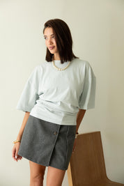Hourglass Short Sleeve In Grayish Baby Blue
