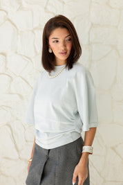Hourglass Short Sleeve In Grayish Baby Blue