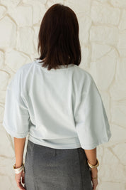 Hourglass Short Sleeve In Grayish Baby Blue