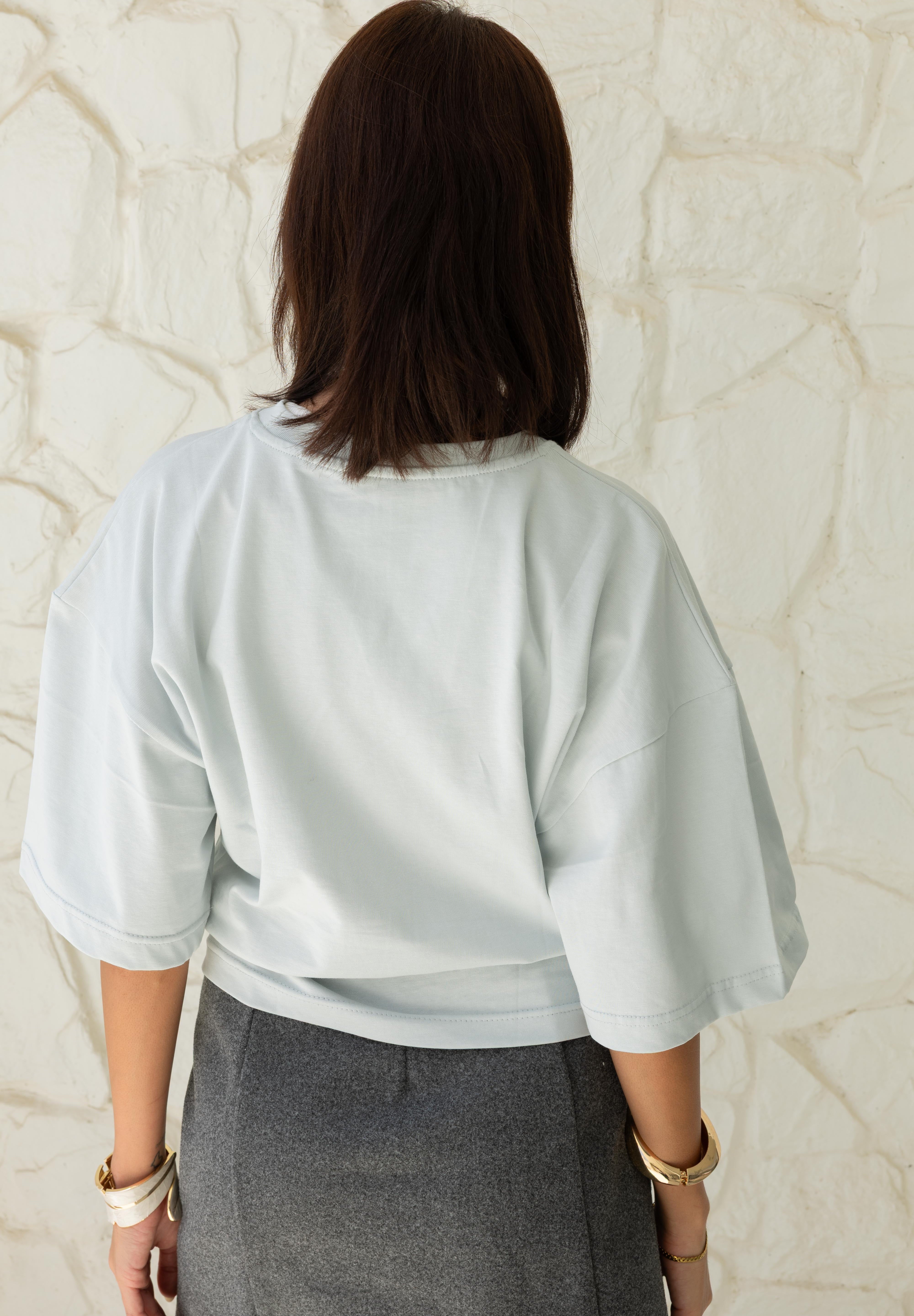 Hourglass Short Sleeve In Grayish Baby Blue