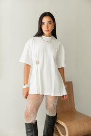Brooch Blouse In White