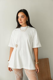 Brooch Blouse In White