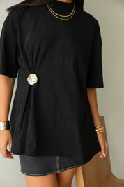 Brooch Blouse In Black