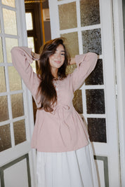 Ruffle Me Up Blouse In Powder Pink