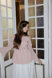 Ruffle Me Up Blouse In Powder Pink