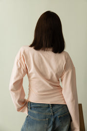 long sleeve ruched T-shirt In Powder Pink